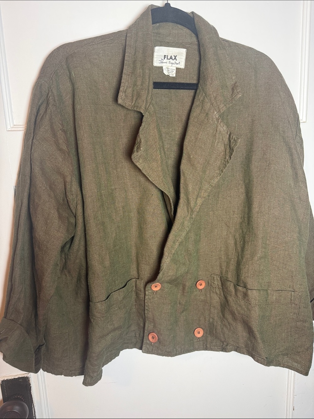 Vintage 90’s Flax by Jeanne Engehart Double-Breasted 100% Linen Blazer